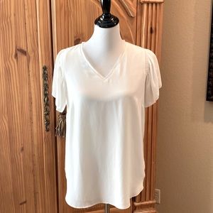 Ann Taylor Flutter Sleeve V Neck Blouse